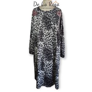 ✨ CLEARANCE SALE ✨ NWT Melissa Masse Grey Leopard Print Dress 2X